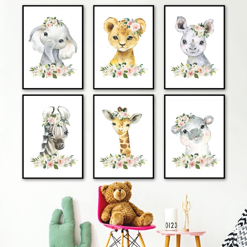 Baby Nursery Prints - Постеры с цветочными узорами и животными