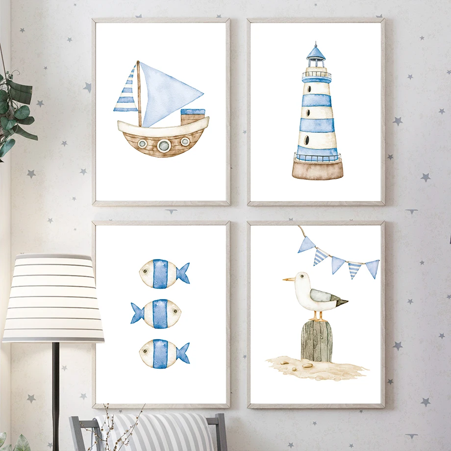 Baby Nursery Prints - Постеры и принты с изображением парусной