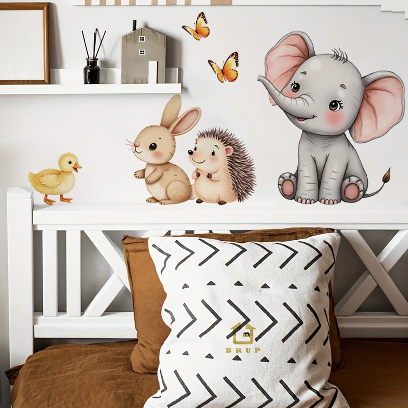 Baby Nursery Wall Decals - Наклейка на стену с мультяшными животными-Слон