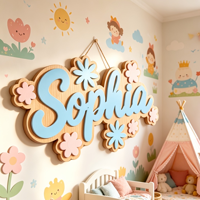 Baby Nursery In - Персонализированная табличка с именем в цветочном