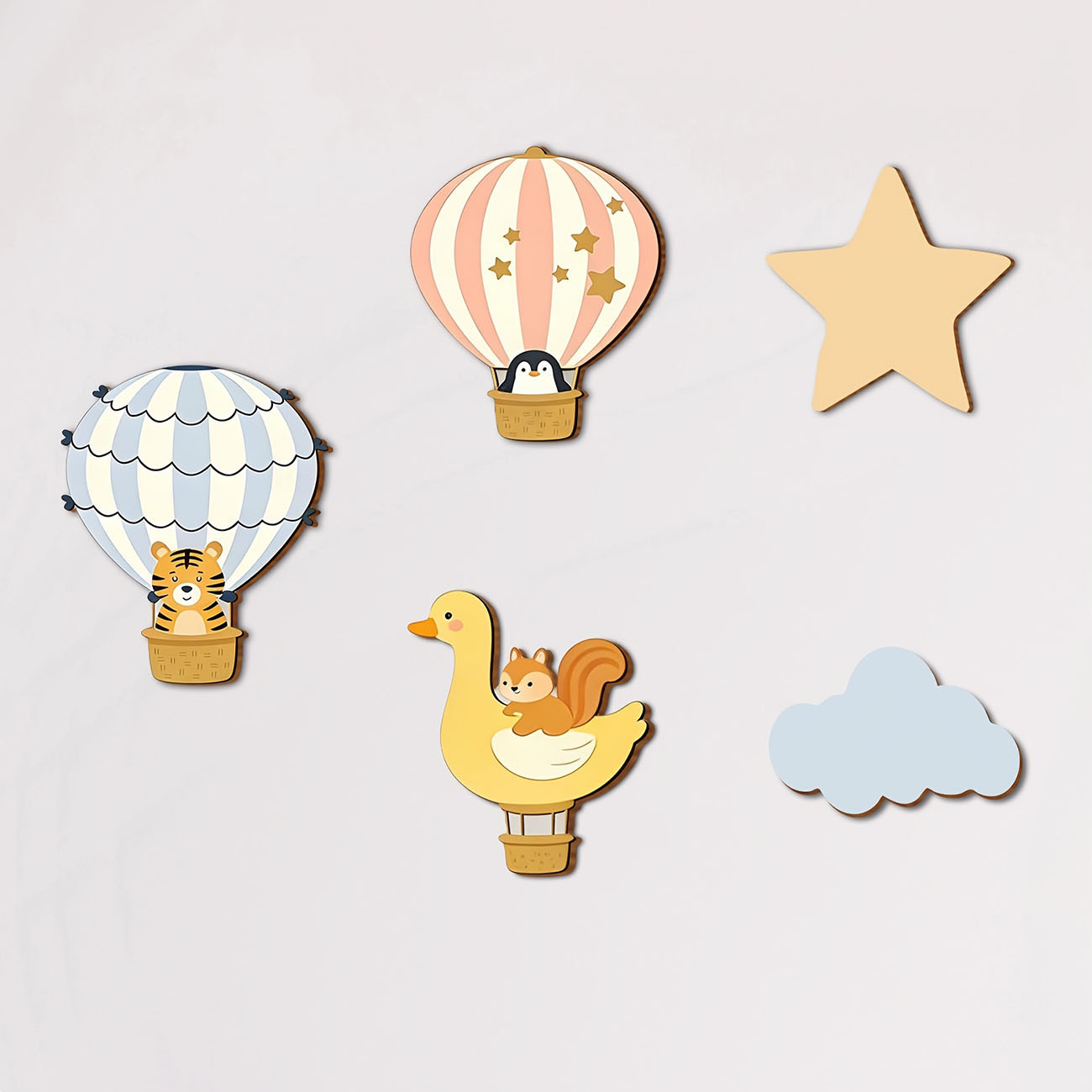 Baby Nursery Wall Decals - Набор из 5 деревянных наклеек на