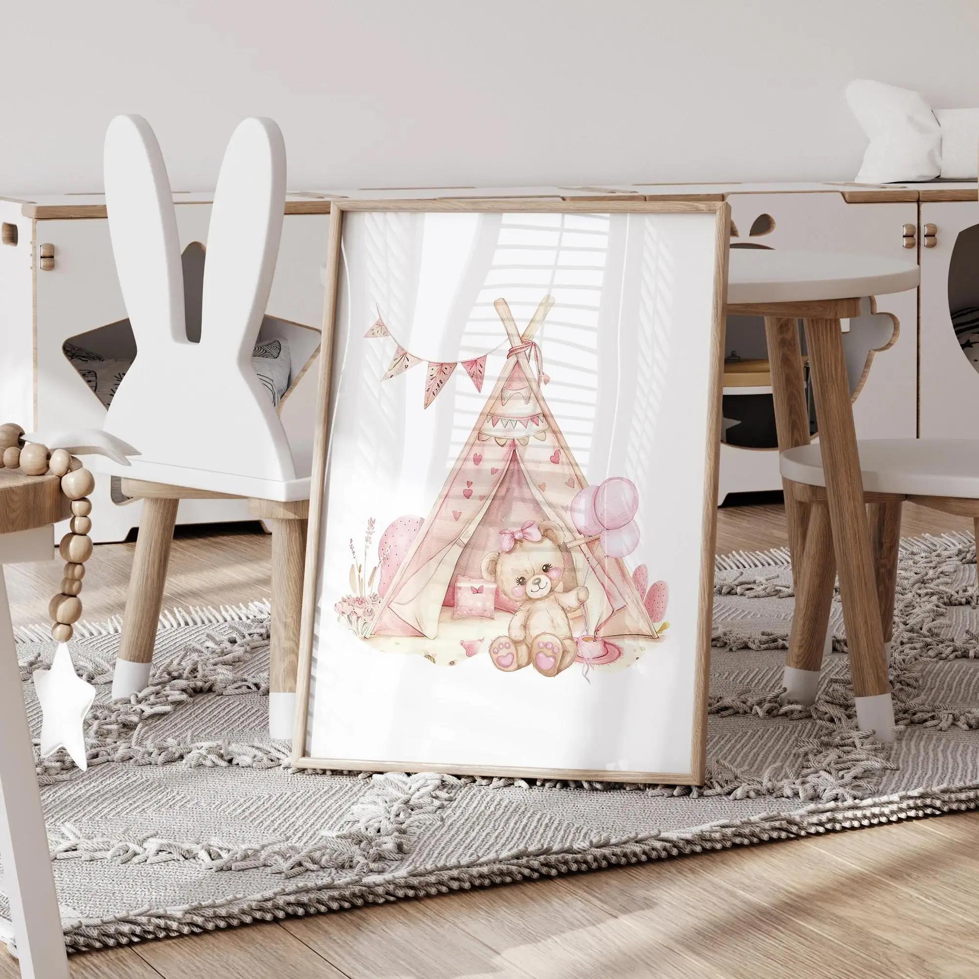 Розовая мечта, медведь, карусе – обзор и цена Baby Nursery Prints
